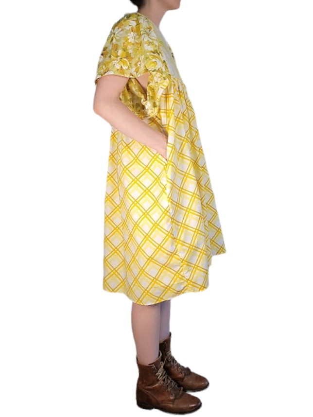 The Ren Dress Midi - Yellow Vintage Floral, Cotton Percale