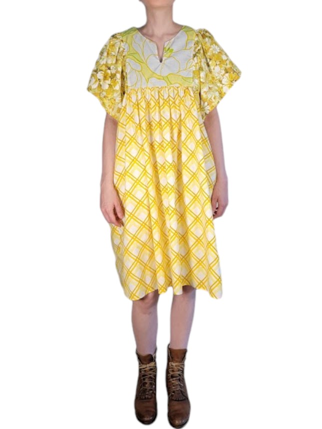 The Ren Dress Midi - Yellow Vintage Floral, Cotton Percale