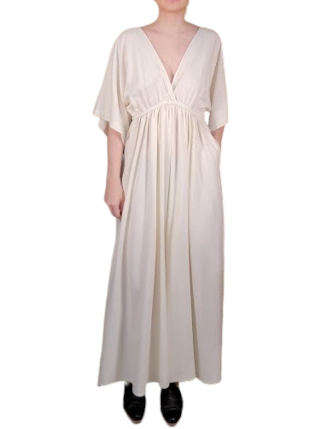 The Sarita Dress Maxi - Kimono-Inspired Sleeve, Raw Silk