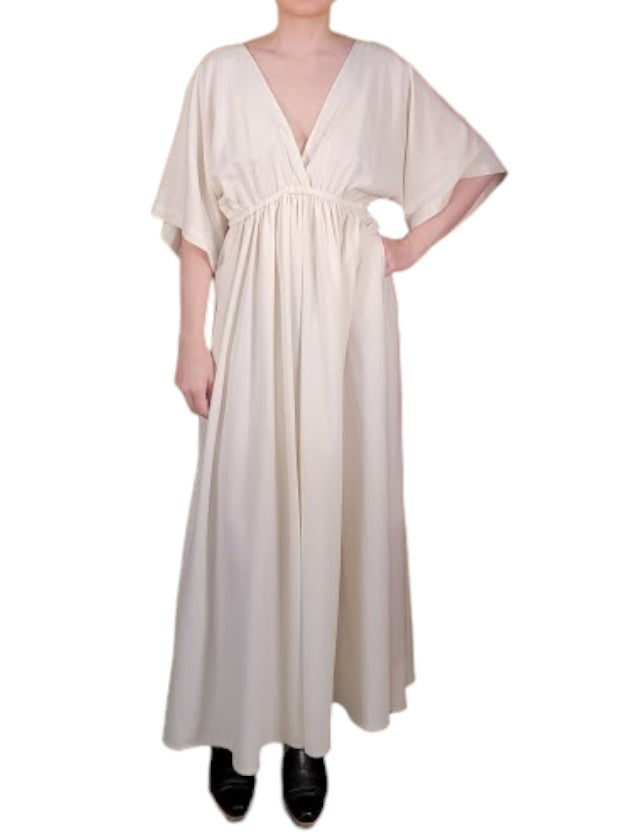 The Sarita Dress Maxi - Kimono-Inspired Sleeve, Raw Silk