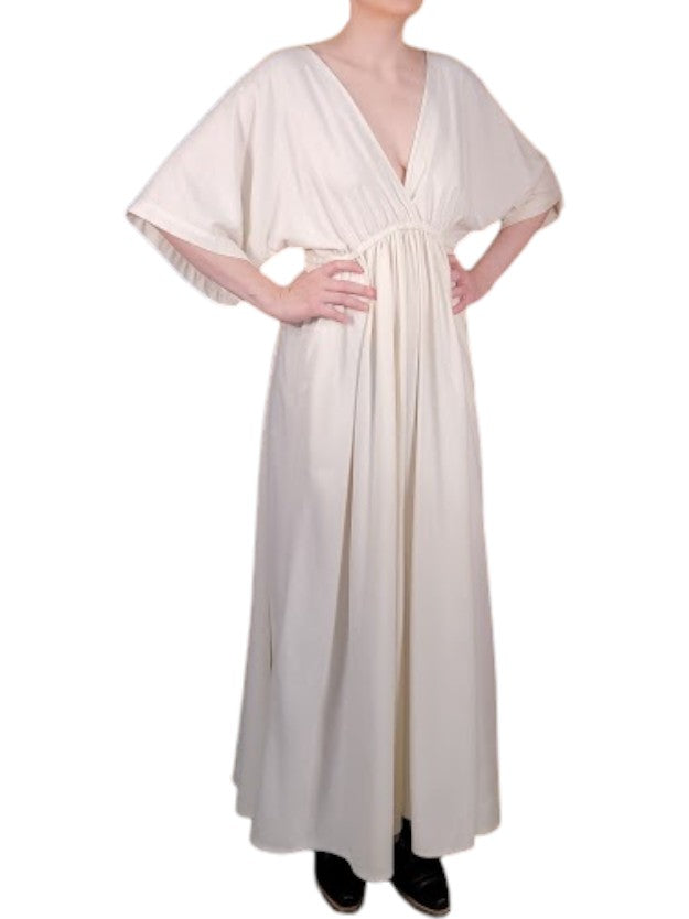 The Sarita Dress Maxi - Kimono-Inspired Sleeve, Raw Silk