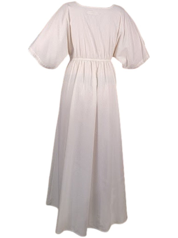 The Sarita Dress Maxi - Kimono-Inspired Sleeve, Raw Silk