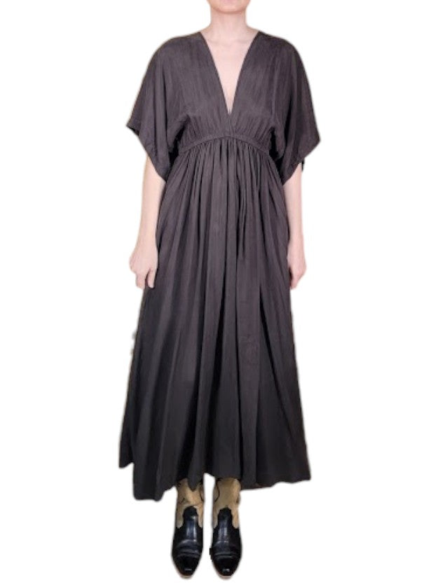 The Sarita Dress Maxi - Kimono-Inspired Sleeve, Silky Cupro Twill