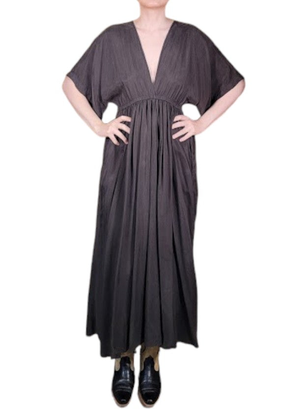 The Sarita Dress Maxi - Kimono-Inspired Sleeve, Silky Cupro Twill