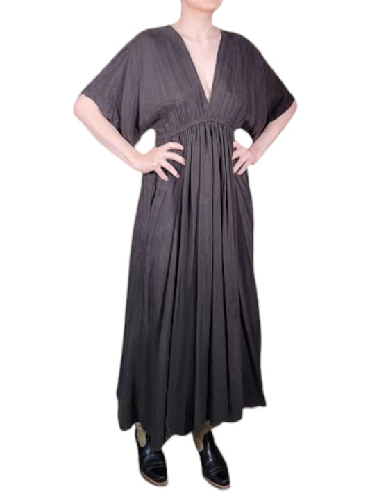 The Sarita Dress Maxi - Kimono-Inspired Sleeve, Silky Cupro Twill