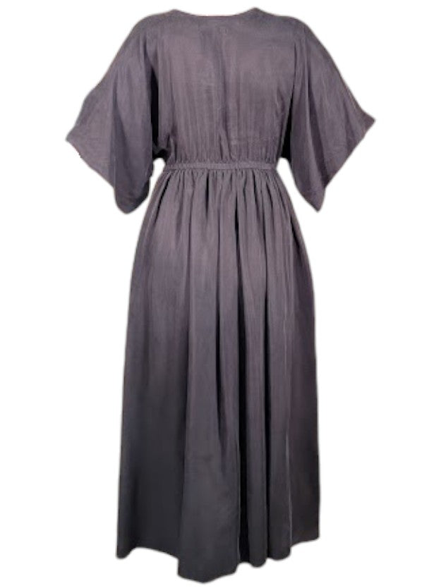 The Sarita Dress Midi  - Kimono-Inspired Sleeve, Silky Cupro Twill