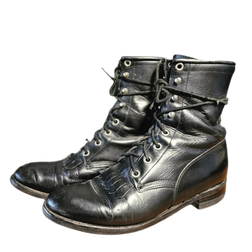 Justin Black Vintage Lace-Up Boots - M 7 / W 8.5 Western Boot