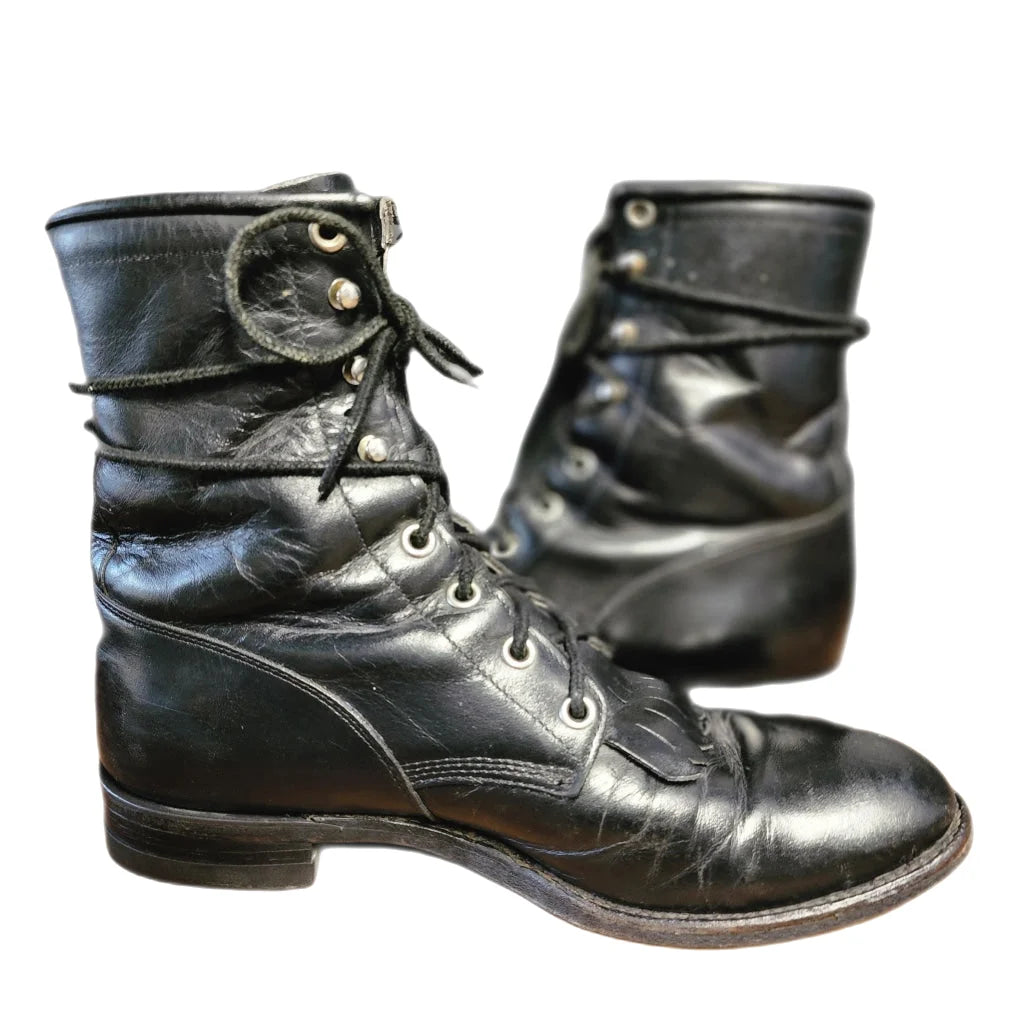 Justin Black Vintage Lace-Up Boots - M 7 / W 8.5 Western Boot