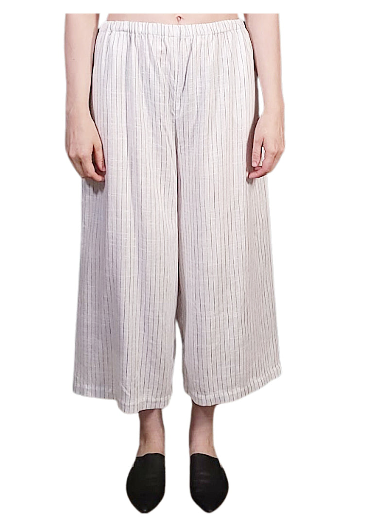 La Preza Wide Leg Resort Pant - Pin Stripe, Linen Blend