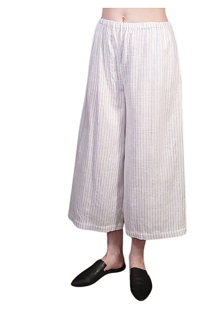 La Preza Wide Leg Resort Pant - Pin Stripe, Linen Blend