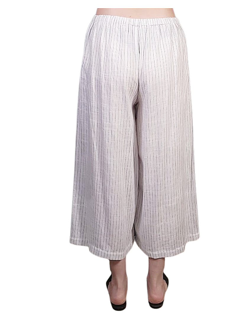 La Preza Wide Leg Resort Pant - Pin Stripe, Linen Blend