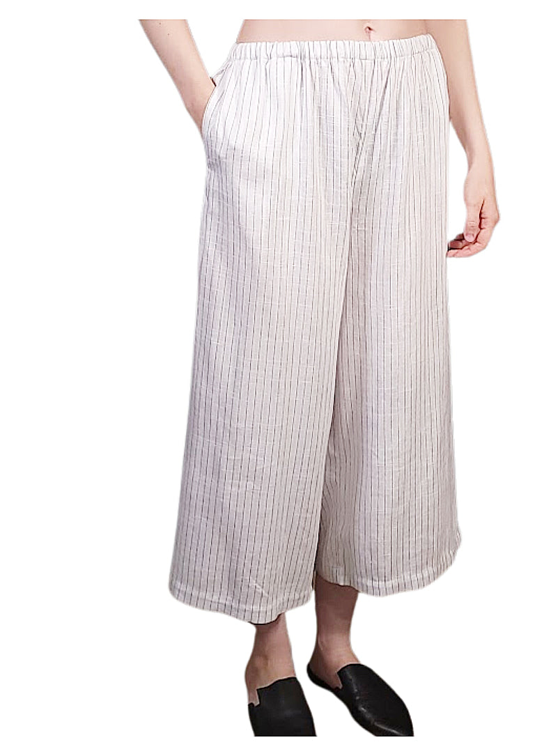 La Preza Wide Leg Resort Pant - Pin Stripe, Linen Blend