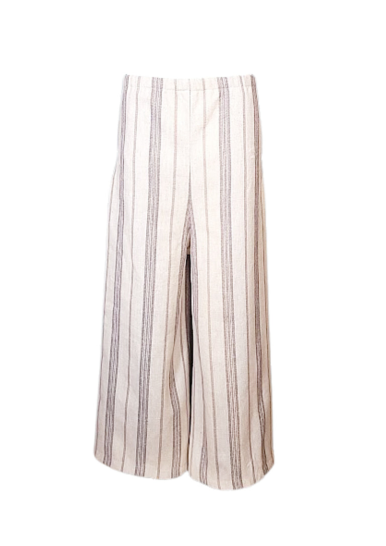 La Preza Wide Leg Resort Pant in Wide Striped Linen