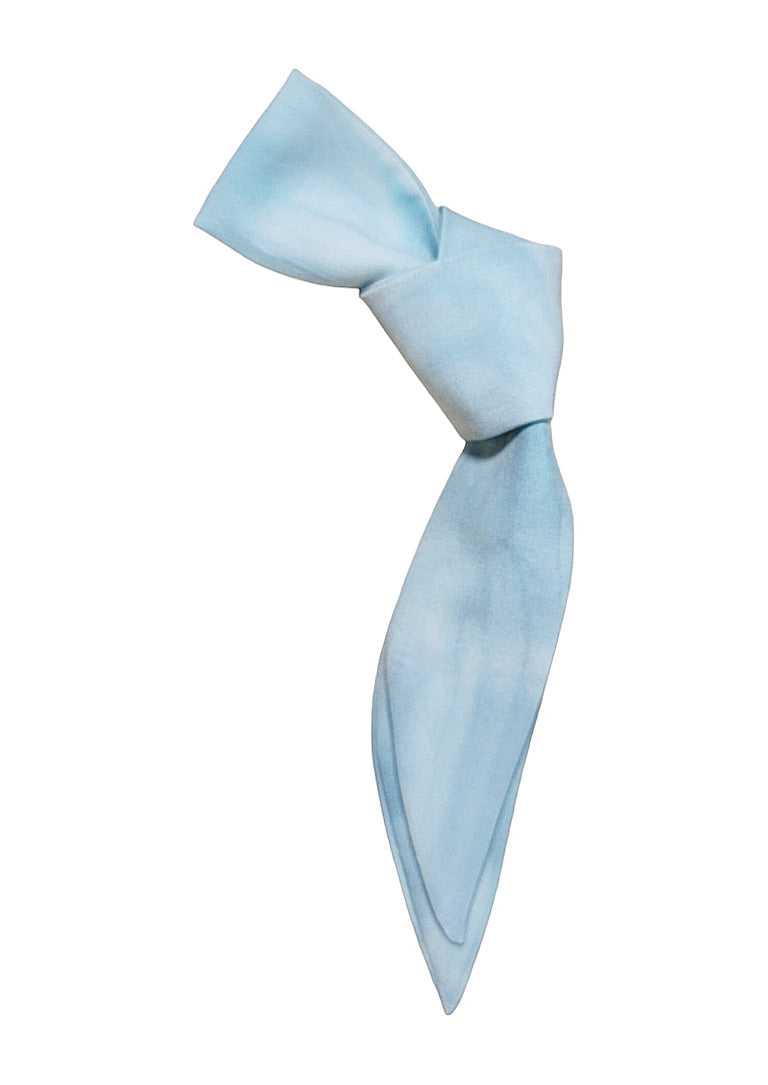 Skinny Bandana Necktie Scarf - Cotton Blue Subtle Tie-Dye, Short