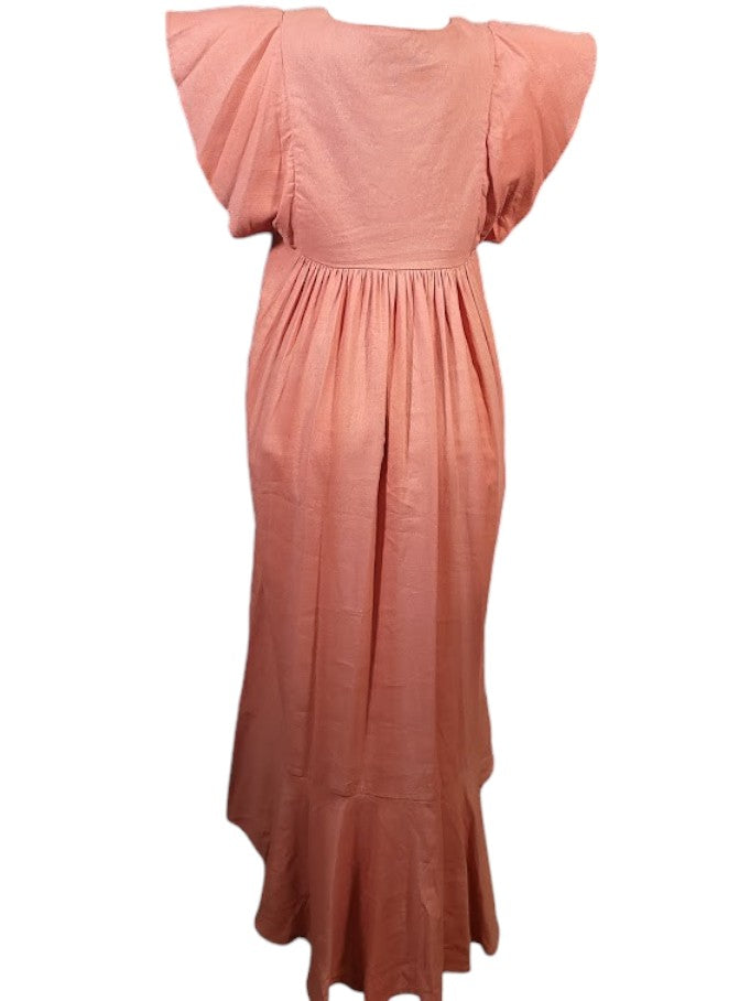 The Ravenna Dress Maxi - Flutter Sleeve, Linen Blend