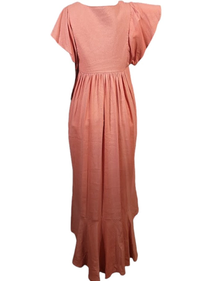 The Ravenna Dress Maxi - Flutter Sleeve, Linen Blend