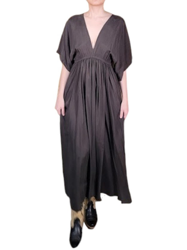 The Sarita Dress Maxi - Kimono-Inspired Sleeve, Silky Cupro Twill