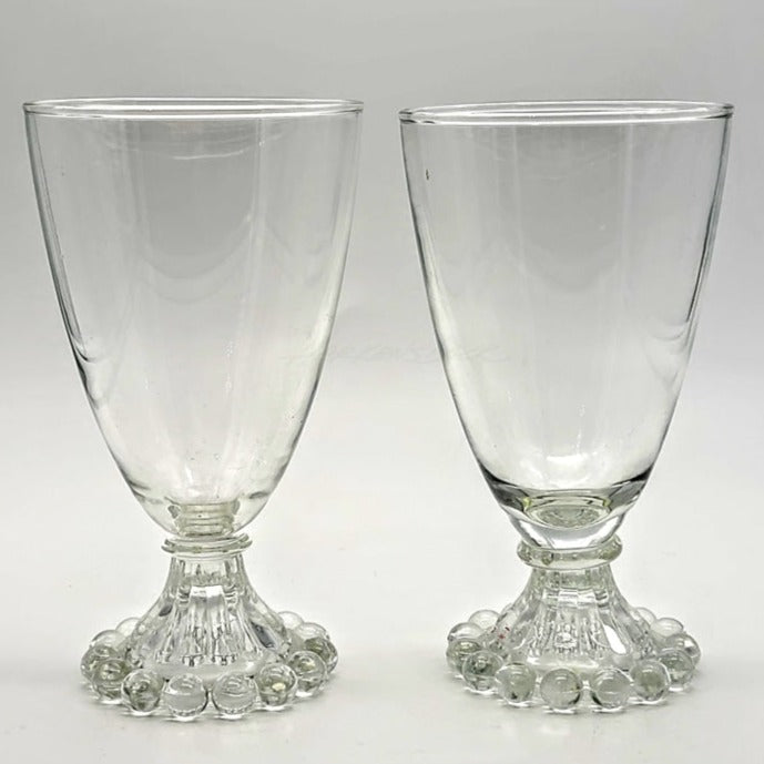 2 Pc - Hobnail Footed Anchor Hocking Boopie Drinking Glasses Vintage Glassware
