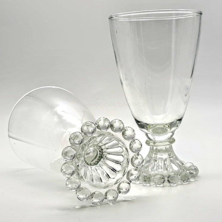 2 Pc - Hobnail Footed Anchor Hocking Boopie Drinking Glasses Vintage Glassware