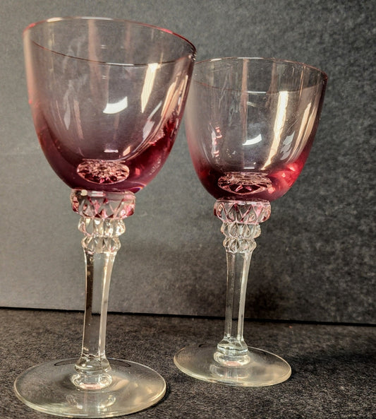 2 Pc Light Blush Pink Wine And Liquor Glasses Vintage Glassware