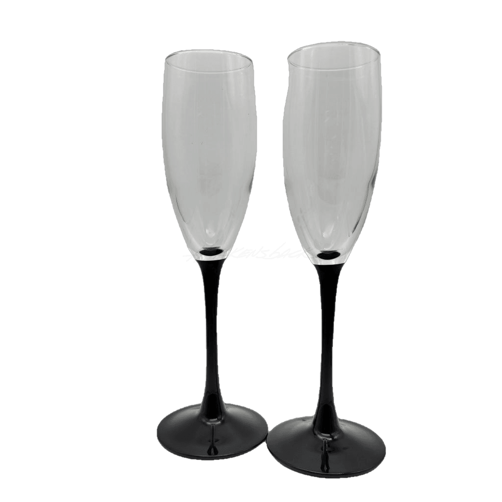 2 Pc - Luminarc Black Stemmed Champagne Flute