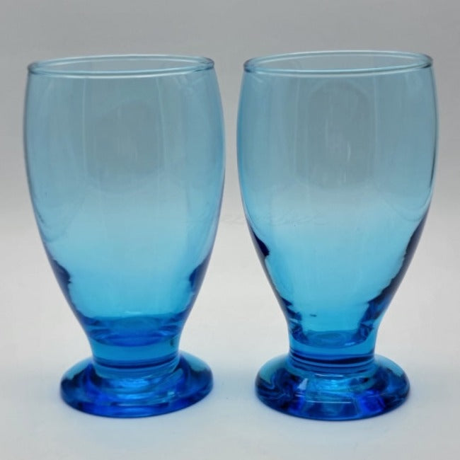 2 Pc - Mid-Century Libbey Blue Drinking Glasses Vintage Glassware