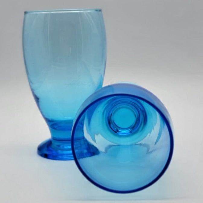 2 Pc - Mid-Century Libbey Blue Drinking Glasses Vintage Glassware