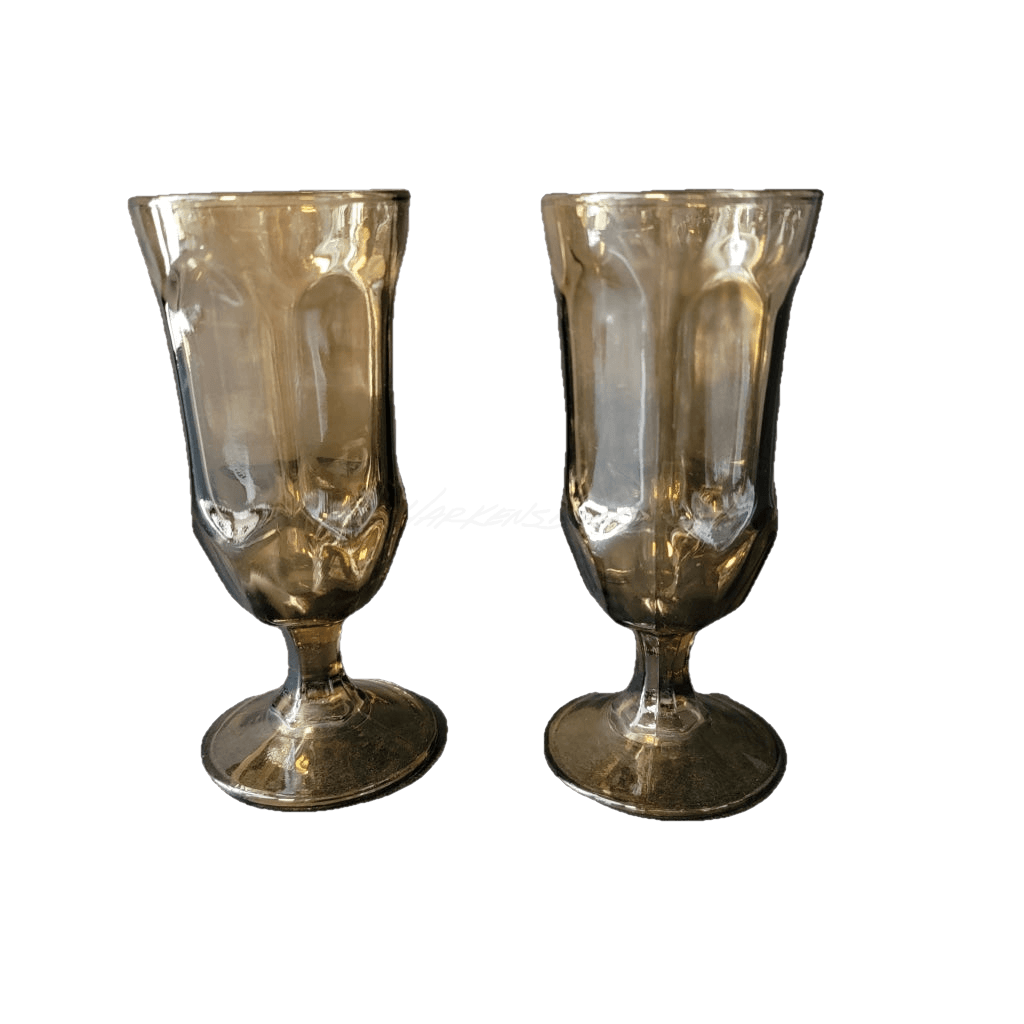 2 Pc - Tawny Brown Paneled Cordial Glasses