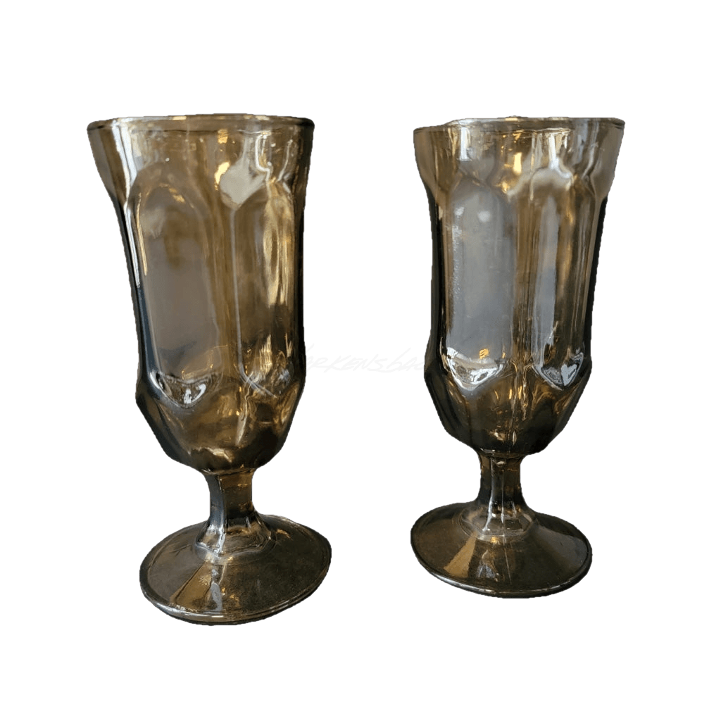 2 Pc - Tawny Brown Paneled Cordial Glasses