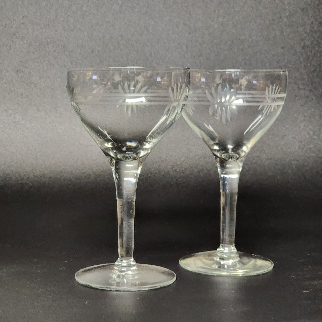 Copy Of 2 Pc Vintage Midcentury Modern Contemporary Black And Clear Glass Glassware