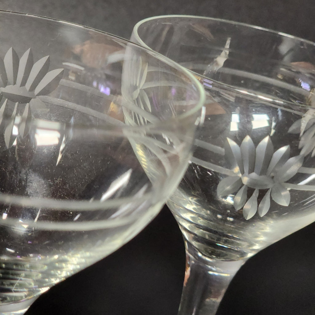 Copy Of 2 Pc Vintage Midcentury Modern Contemporary Black And Clear Glass Glassware