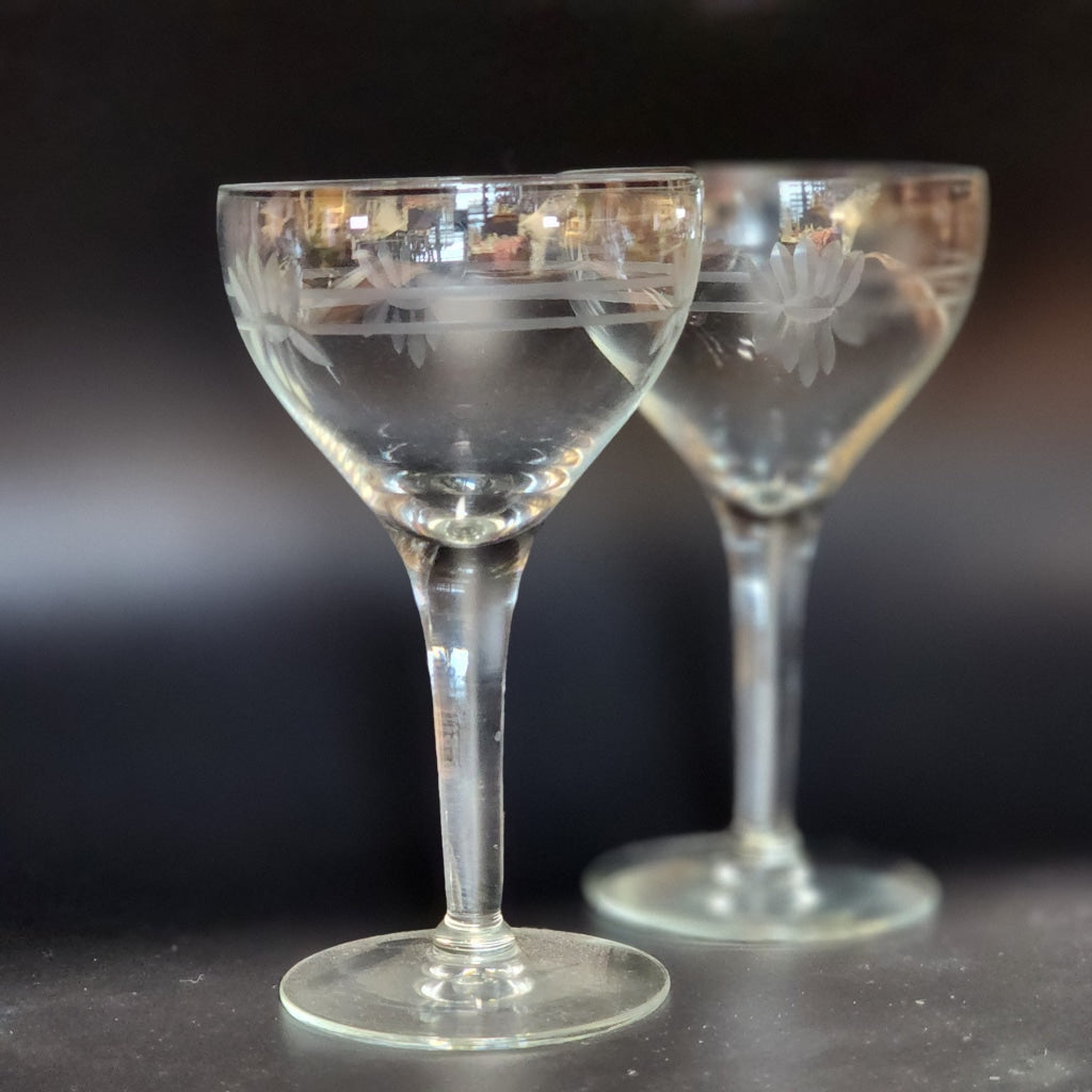 Copy Of 2 Pc Vintage Midcentury Modern Contemporary Black And Clear Glass Glassware