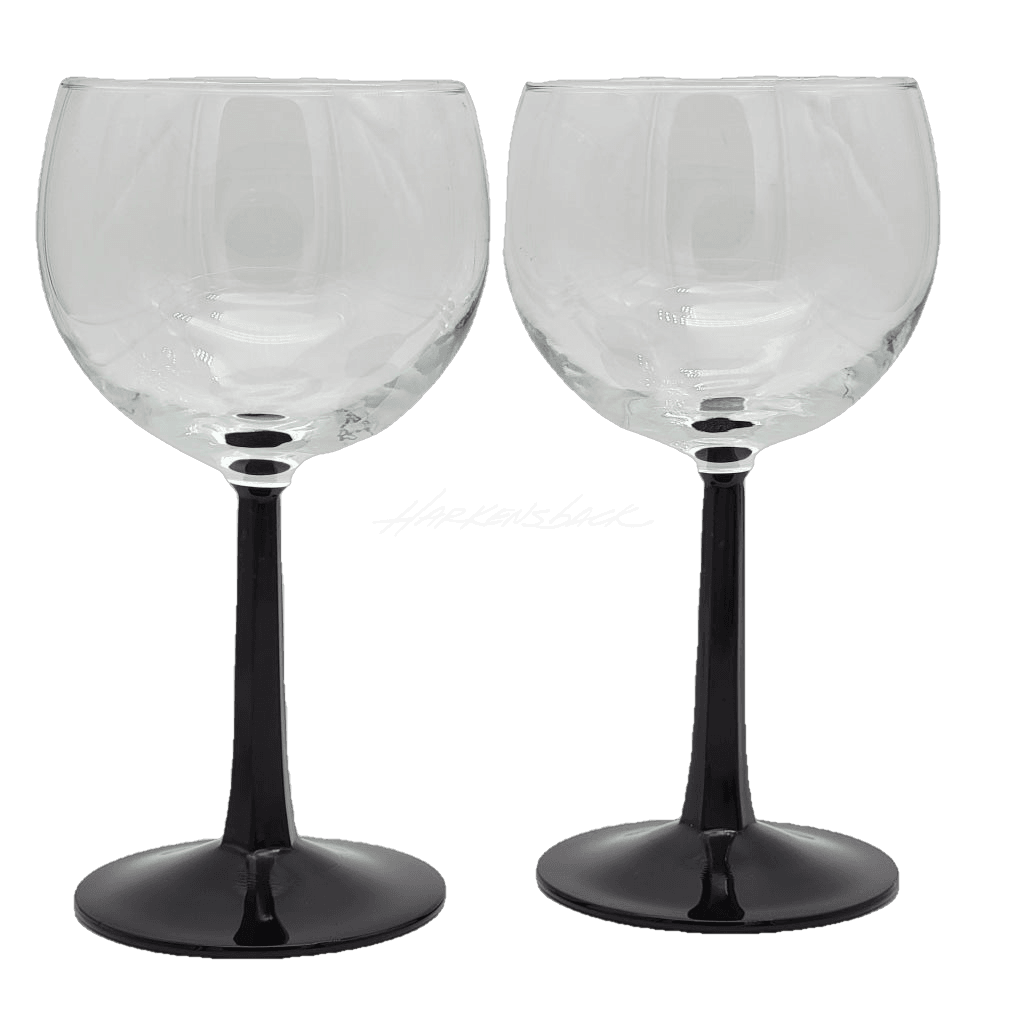 2 Pc - Luminarc Black Hexagon Stemmed Wine Glasses