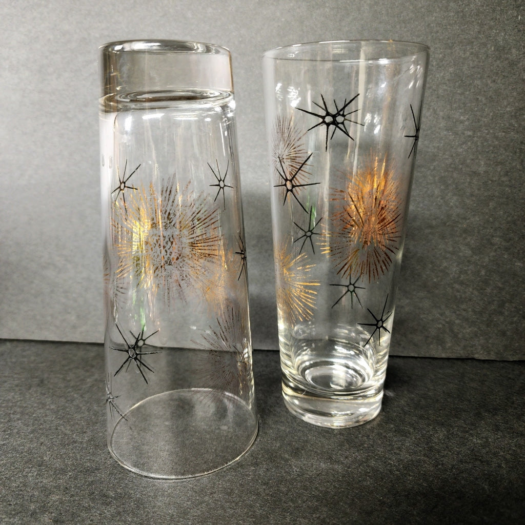 2 Pc Vintage Fire Cracker Drinking Glasses Glassware