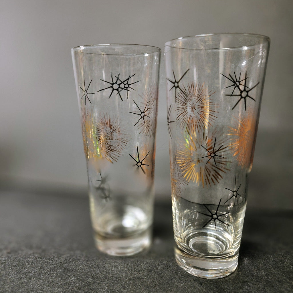 2 Pc Vintage Fire Cracker Drinking Glasses Glassware