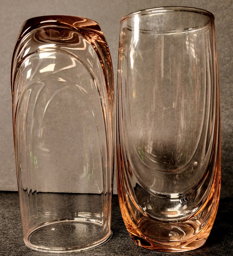 2 Pc Light Pink Drinking Glasses Vintage Glassware