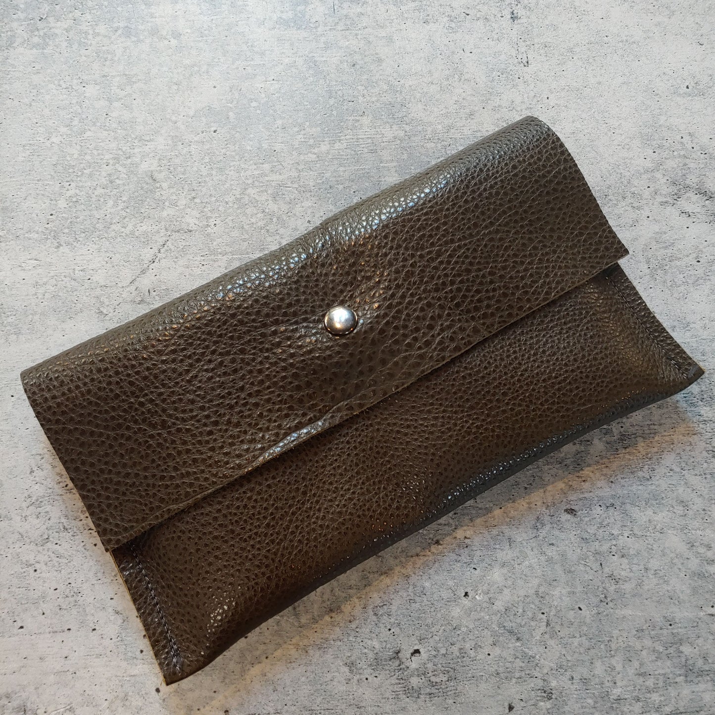 Raw Soft Leather Wallet Clutch : Seaweed