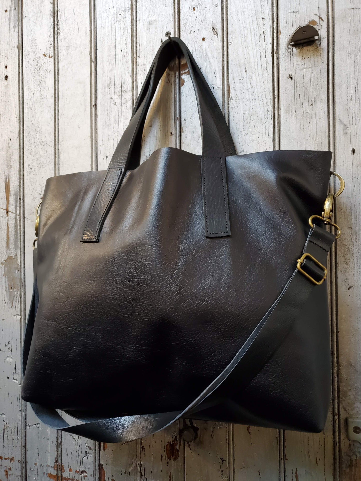 The Chicago Tote - Black Leather