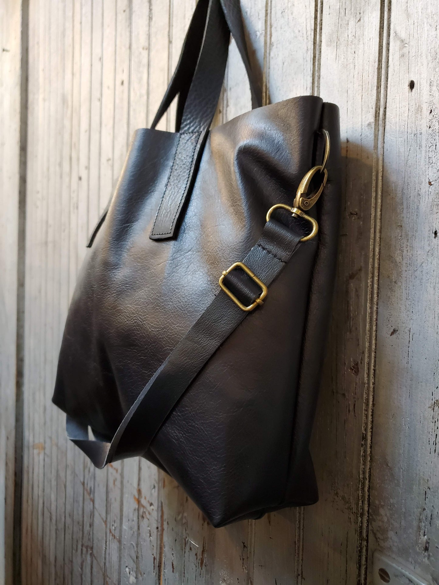The Chicago Tote - Black Leather