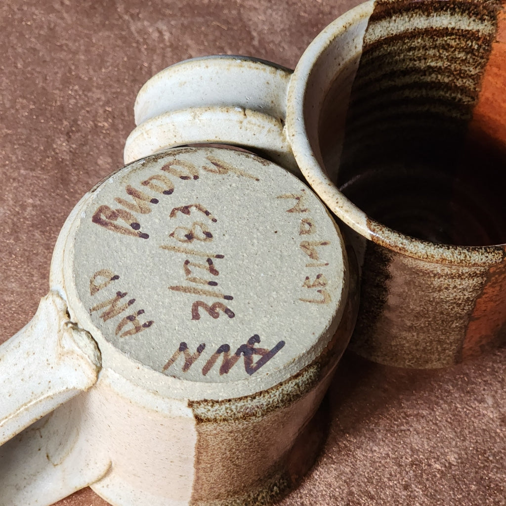 2Pc - Ceramic Dip Dyed Mugs Vintage Pottery