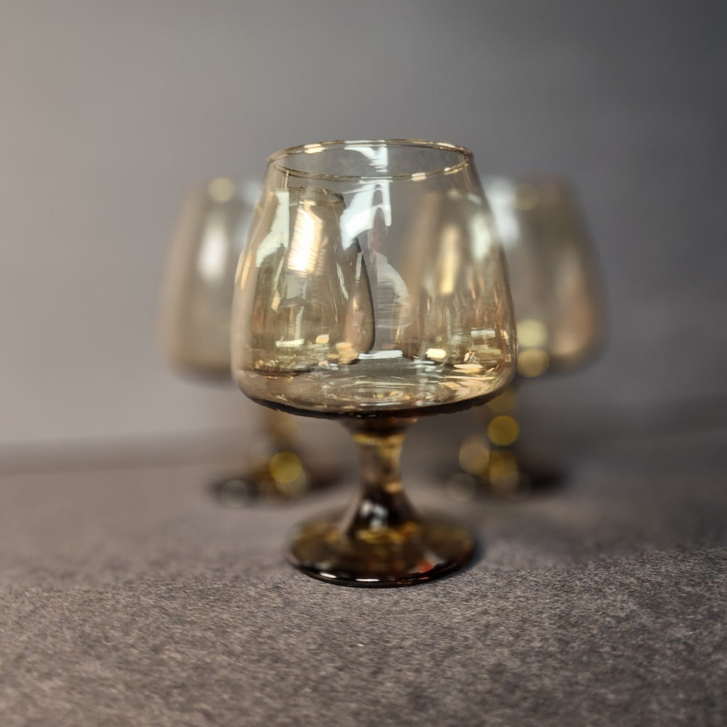 Copy Of 2 Pc Vintage Light Yellow Cone And Mate Floral Carving. Glassware