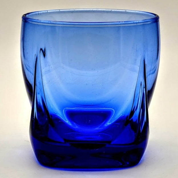 4 Pc - Cobalt Blue Double Old Fashioned Vintage Glasses Glassware