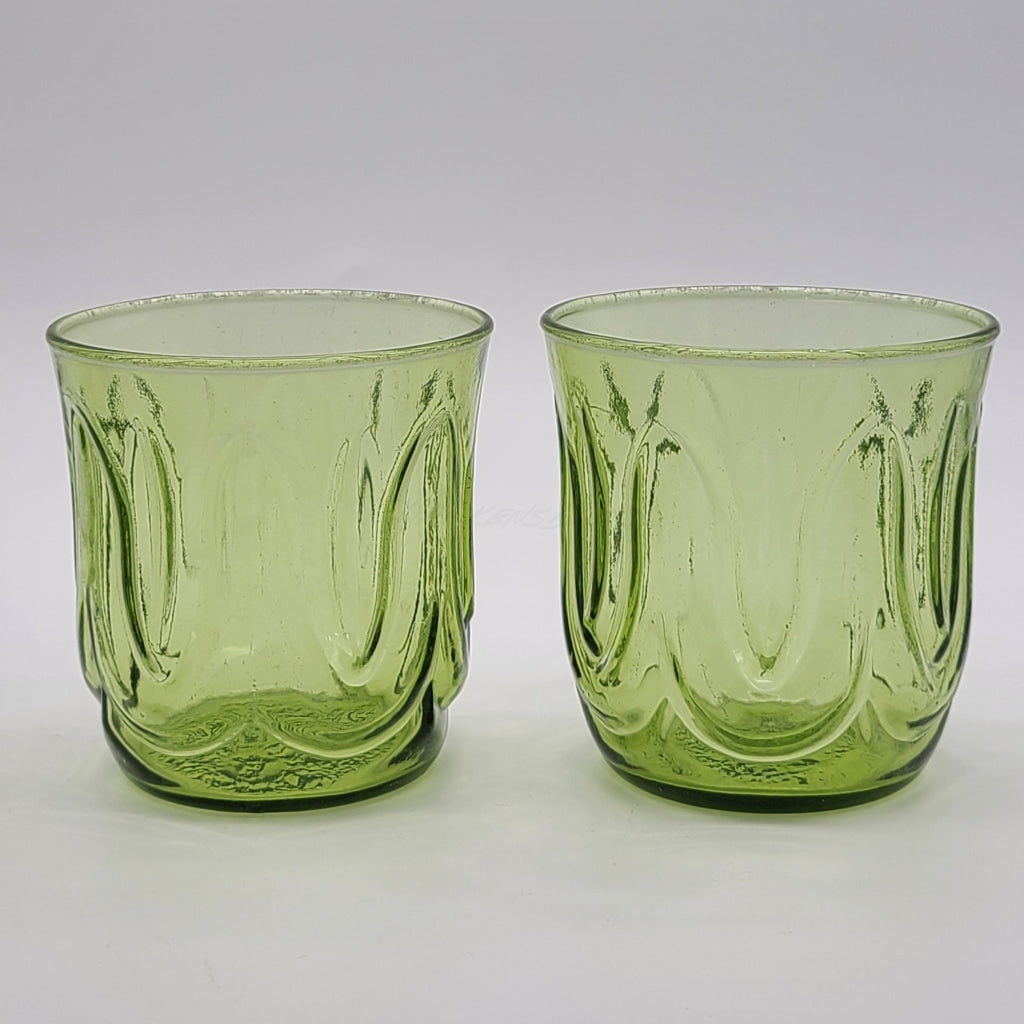 4 Pc - Vintage Green Glass Tumblers Glassware