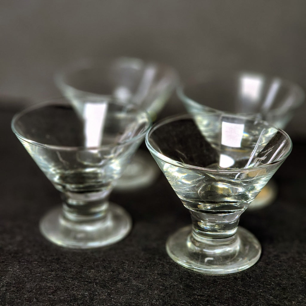 4 Pc Vintage Short Stemmed Footed Sherbet Dessert Glassware