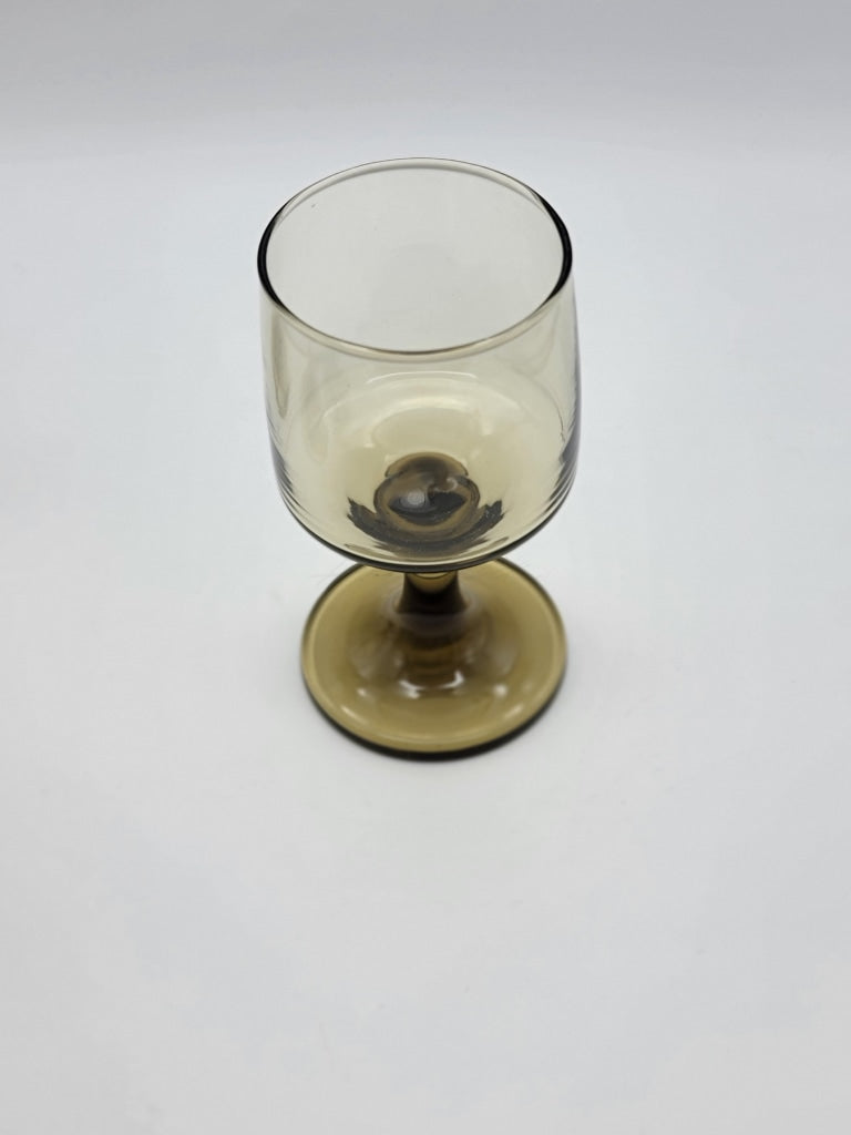 4Pc- Smokey Tawny Libbey Wine Goblets 6 Oz Vintage Glassware