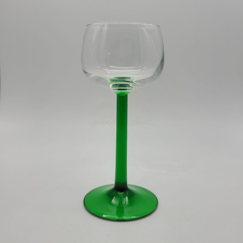 5 Pc - Petite Green Stemmed Wine Glasses Vintage Glassware