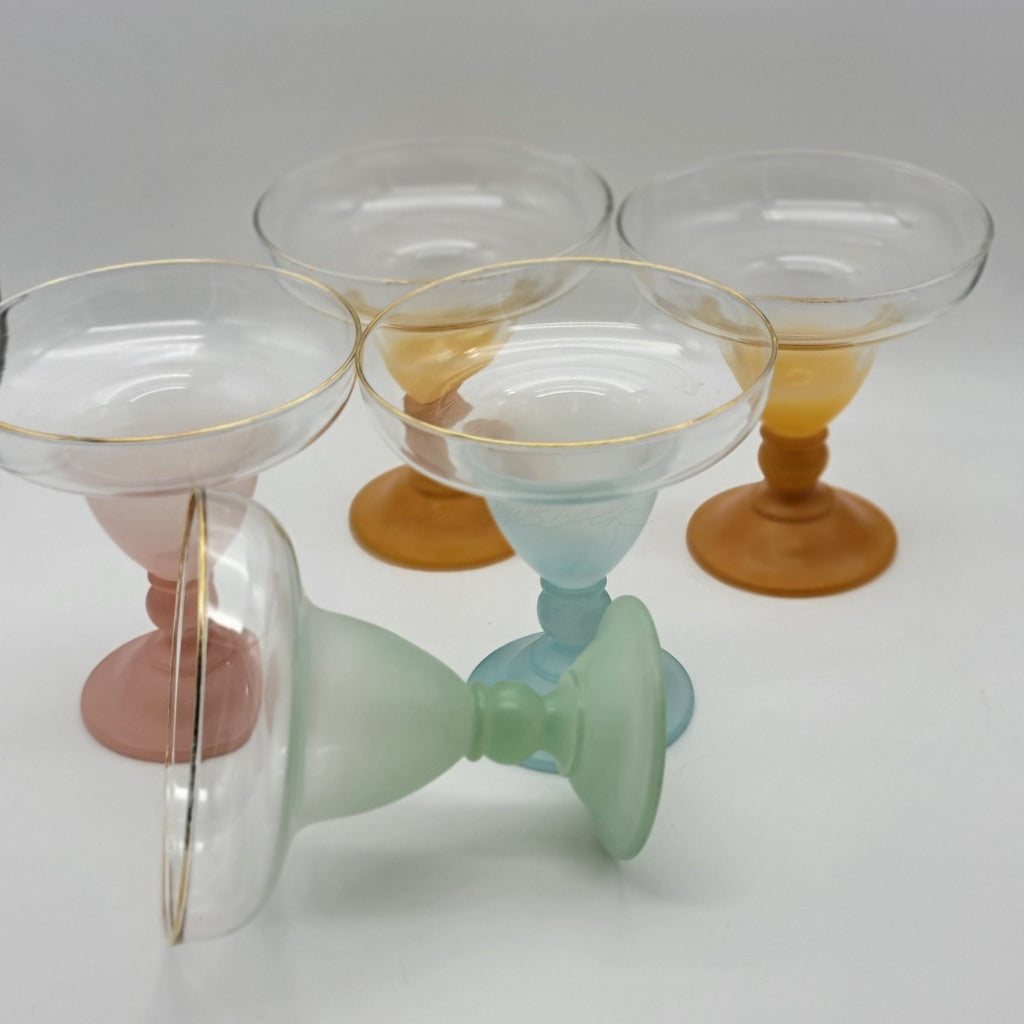 5Pc - Colorful Vintage Blendo Margarita Glasses Glassware
