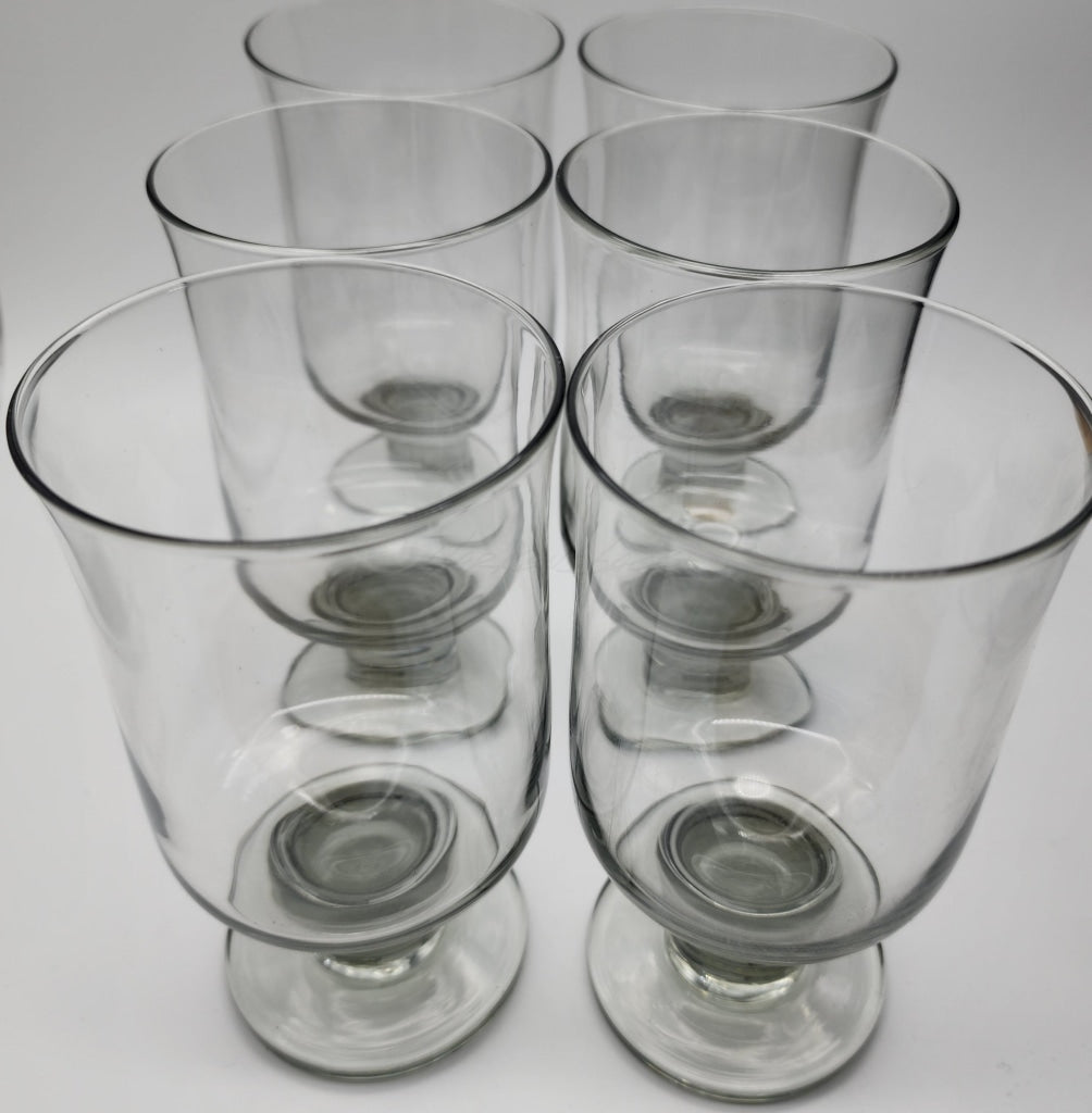 6 Pc - Vintage Smokey Tulip Pilsner Cocktail Glasses Glassware