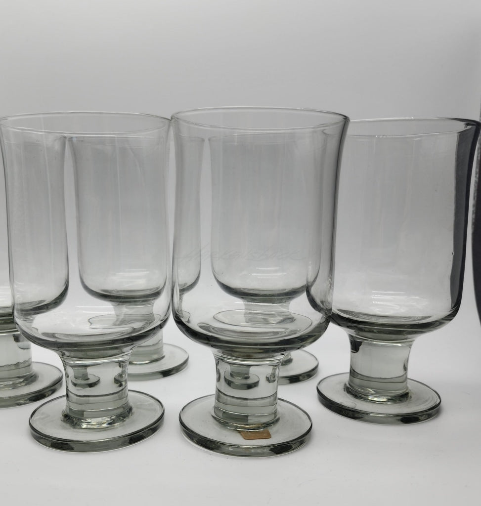 6 Pc - Vintage Smokey Tulip Pilsner Cocktail Glasses Glassware