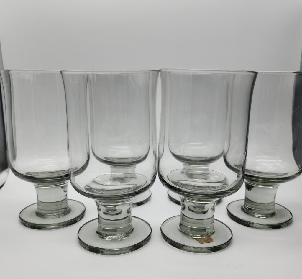 6 Pc - Vintage Smokey Tulip Pilsner Cocktail Glasses Glassware